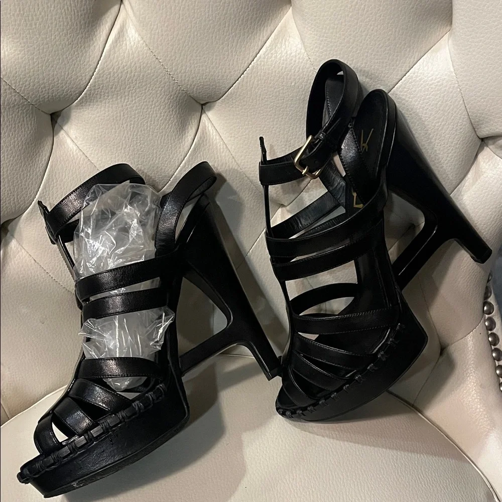 YSL Yves Saint Laurent Black Multi-Strap 105 Heel Sandals Essentiel 8.5 EU 39.5 - Picture 3 of 12